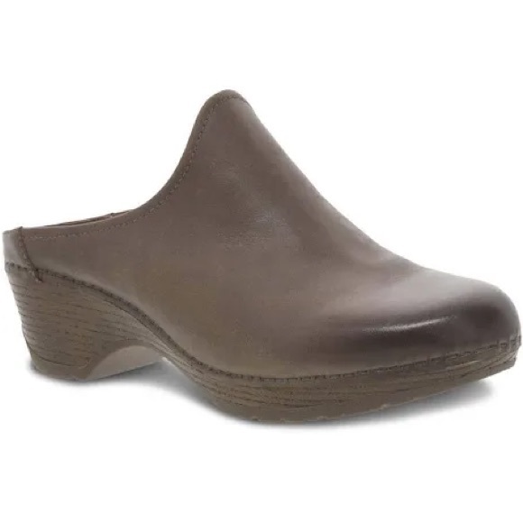 Dansko Melody Slip-On Taupe Burnished Calf Leather Clog Mule size 38 - Picture 1 of 5